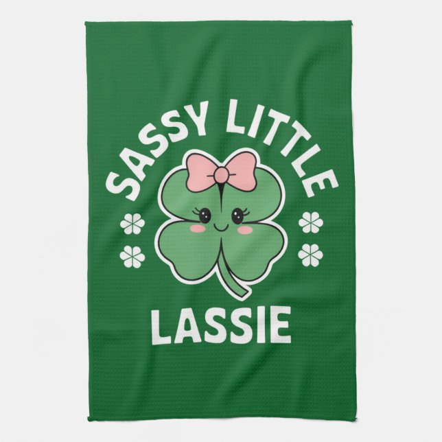 St Patricks Day Sassy Little Lassie Barn Flickor Kökshandduk (Vertikal)