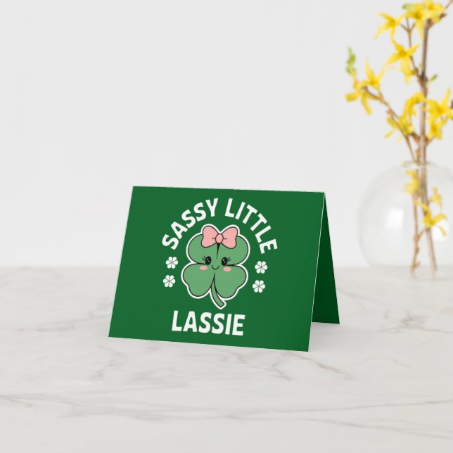 St Patricks Day Sassy Little Lassie Barn Flickor Kort (Gul blomma)