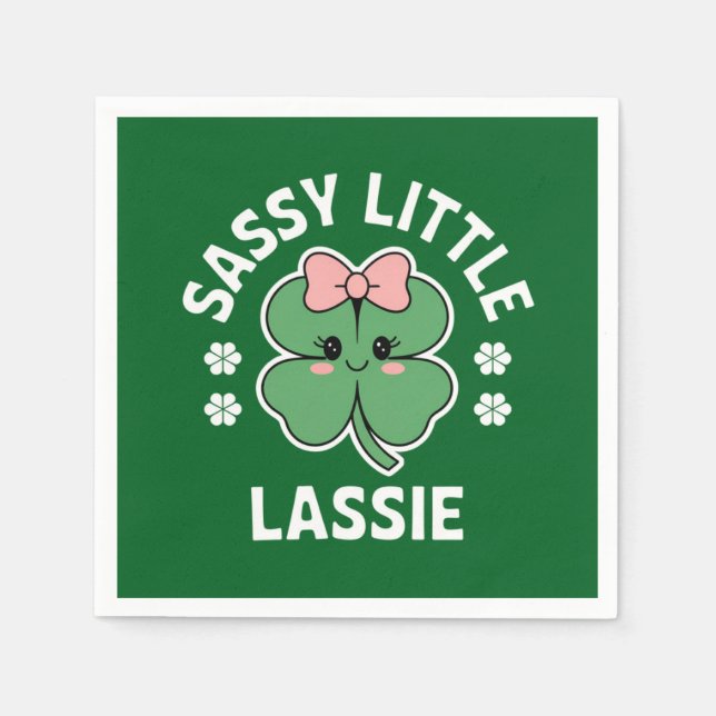 St Patricks Day Sassy Little Lassie Barn Flickor Pappersservett (Framsidan)