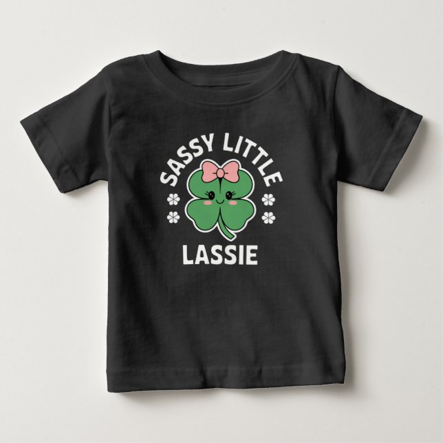 St Patricks Day Sassy Little Lassie Barn Flickor T Shirt (Framsida)