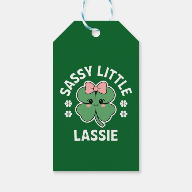 St patricks day Sassy Little Lassie Kids Girl Presentetikett (Baksidan)