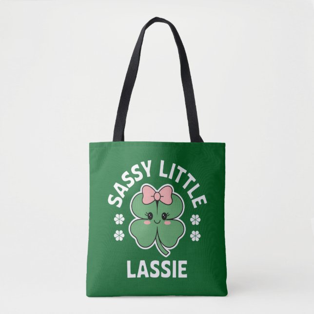 St patricks day Sassy Little Lassie Kids Girl Tygkasse (Framsida)