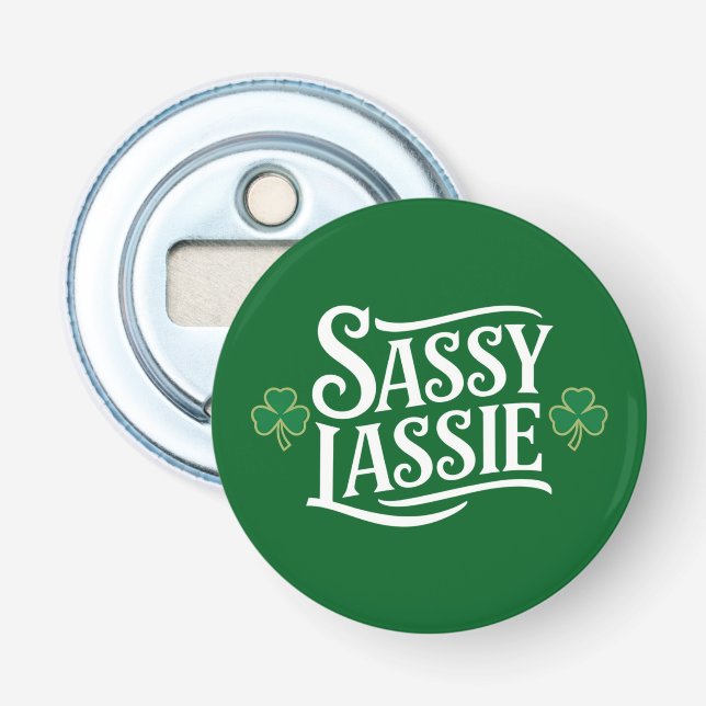 St Patricks Day Sassy Tjej Rollig Irländsk Flicka  Flasköppnare (Framsidan)