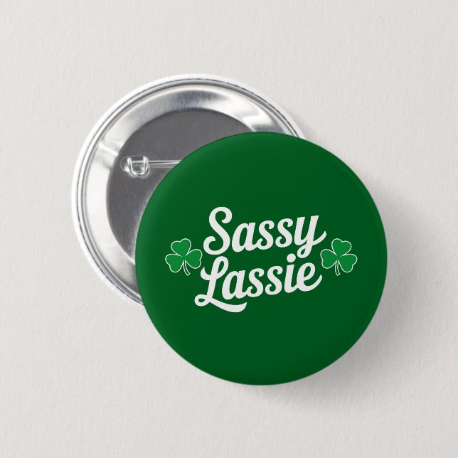 St Patricks Day Sassy Tjej Rollig Irländsk  Knapp (Framsida & baksida)
