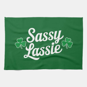 St Patricks Day Sassy Tjej Rollig Irländsk Kökshandduk