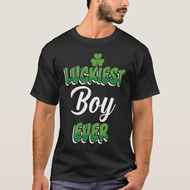 St Patrick's Day saying Luckiest Boy ever T Shirt (Framsida)
