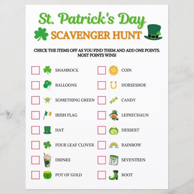 St. Patrick's Day Scavenger Hunt Game (Framsida)