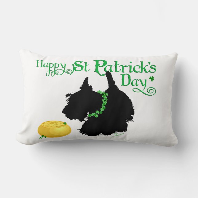 St patrick's day Scottish Terrier Lumbarkudde (Framsida)
