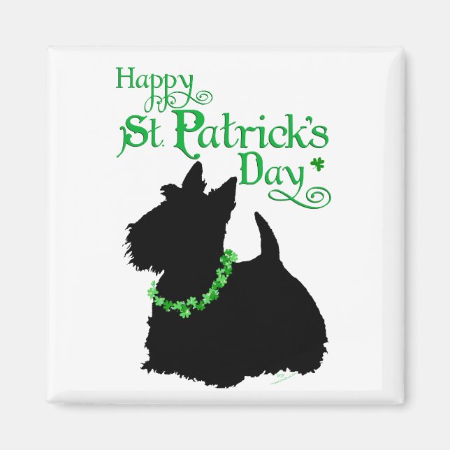 St Patricks Day Scottish Terrier Magnet (Framsidan)