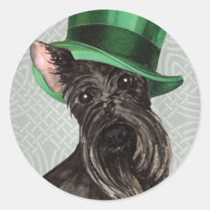 St. Patrick's Day Scottish Terrier Runt Klistermärke