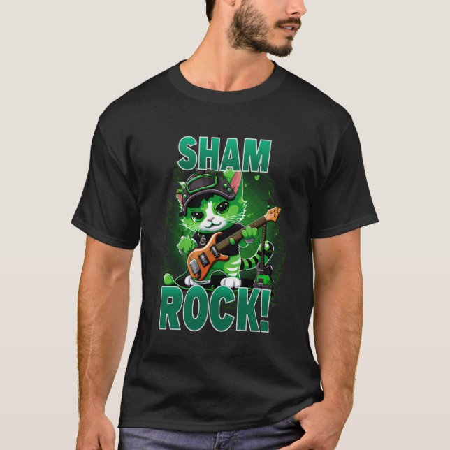 St patricks day Sham Sten Cats St Paddys Rocker C T Shirt (Framsida)