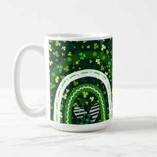 St. Patrick's Day Shamrock and Heart Design Kaffemugg