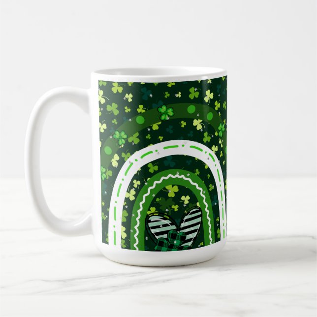 St. Patrick's Day Shamrock and Heart Design Kaffemugg (Vänster)