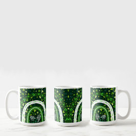 St. Patrick's Day Shamrock and Heart Design Kaffemugg
