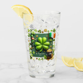 St. Patrick's Day Shamrock and Leprechaun Pint Glaskopp