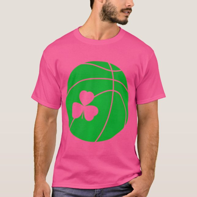 St patricks day Shamrock Basketball Irish T Shirt (Framsida)