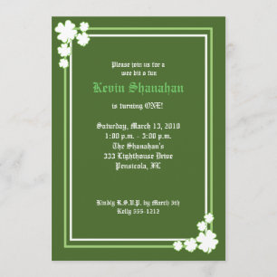 St. Patrick's Day Shamrock Birthday bjudande 5x7 Inbjudningar