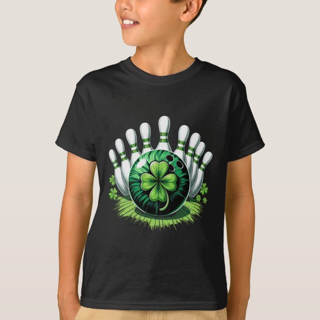 St patricks day Shamrock Bowling Irish för Boys Ki T Shirt (Framsida)
