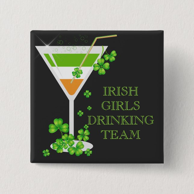 St. Patricks Day Shamrock Cocktail Button Knapp (Framsida)