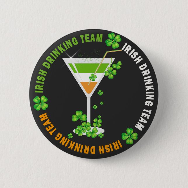 St. Patricks Day Shamrock Cocktail Button Knapp (Framsida)