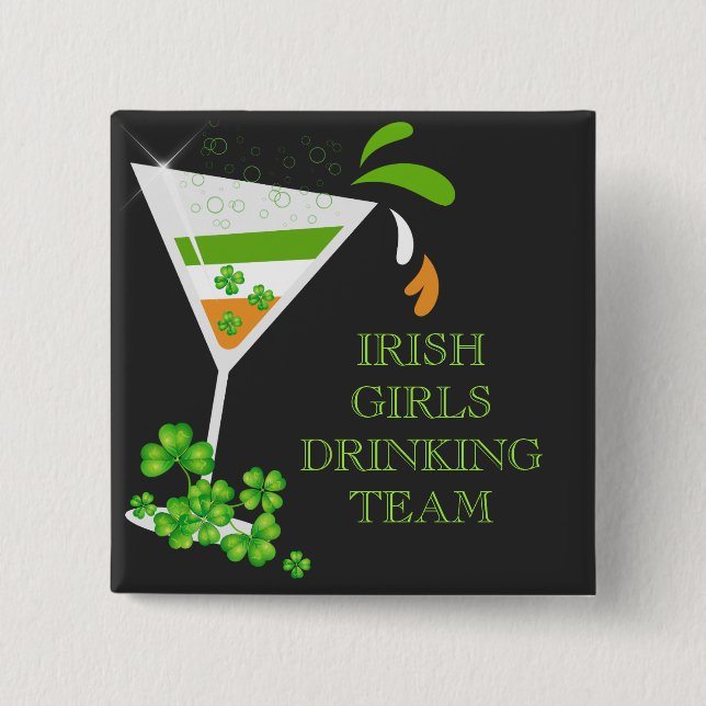 St. Patricks Day Shamrock Cocktail Button Knapp (Framsida)
