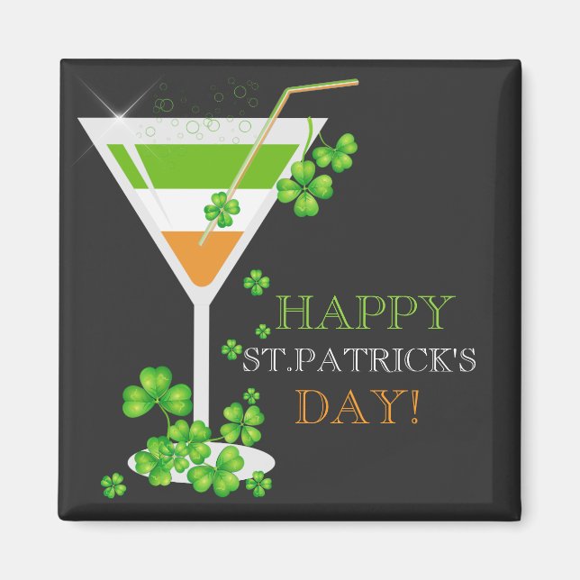 St.Patricks Day Shamrock Cocktail Magnet (Framsidan)