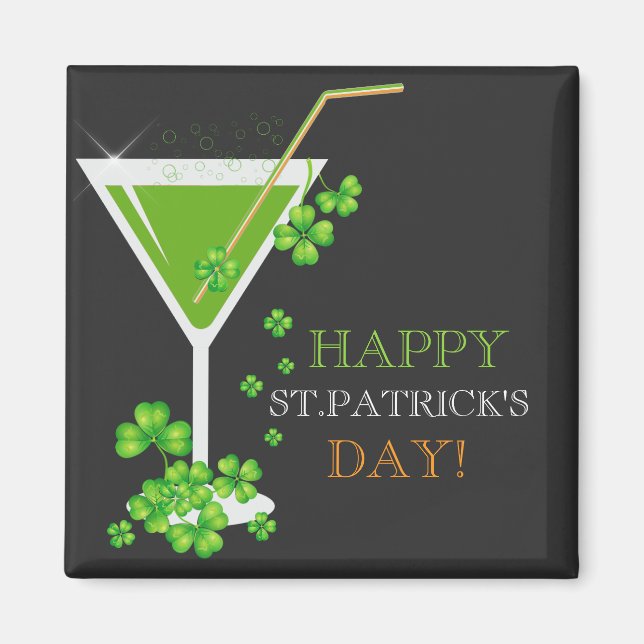 St.Patricks Day Shamrock Cocktail Magnet (Framsidan)