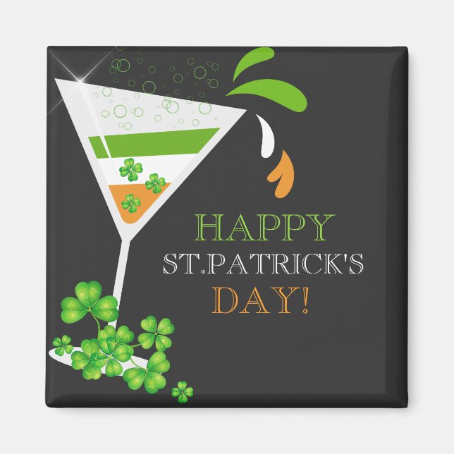 St.Patricks Day Shamrock Cocktail Magnet (Framsidan)