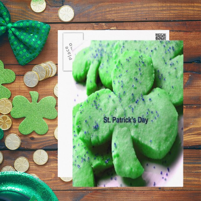 St. Patrick's Day Shamrock Cookies Vykort (St. Patrick's Day Shamrock Cookies Postcard)