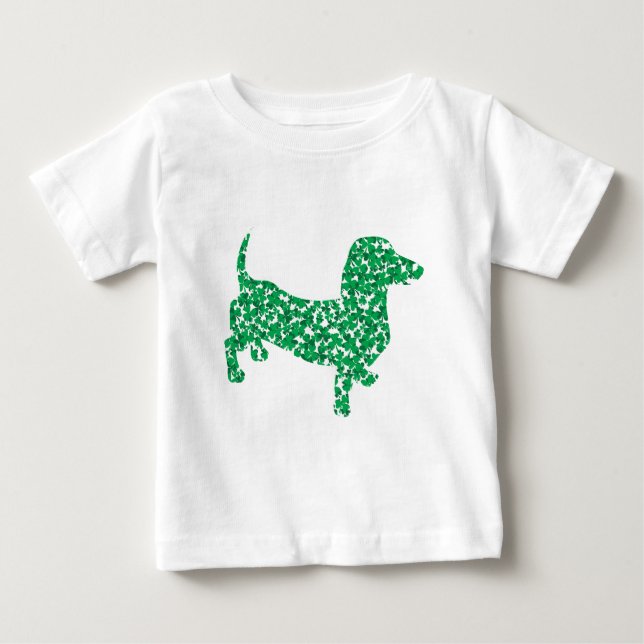 St patricks day Shamrock Doxie Tee Shirt (Framsida)