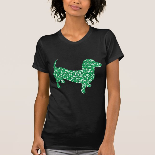 St patricks day Shamrock Doxie Tee Shirt (Framsida)