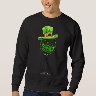 St patrick's day Shamrock Drinking Vin Glass Hat Lång Ärmad Tröja