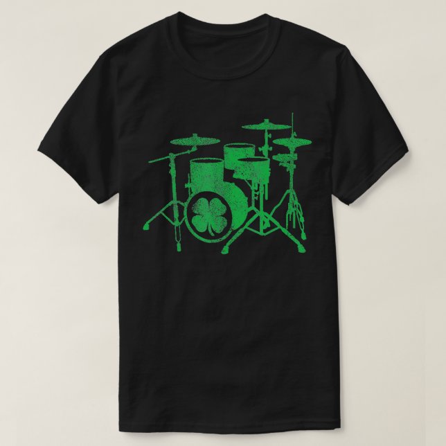 St patricks day Shamrock Drum Irish Grönt Drummer T Shirt (Design framsida)