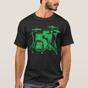 St patricks day Shamrock Drum Irish Grönt Drummer T Shirt