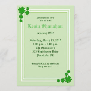 St. Patrick's Day Shamrock Födelsedagsinbjudan 5x7 Inbjudningar