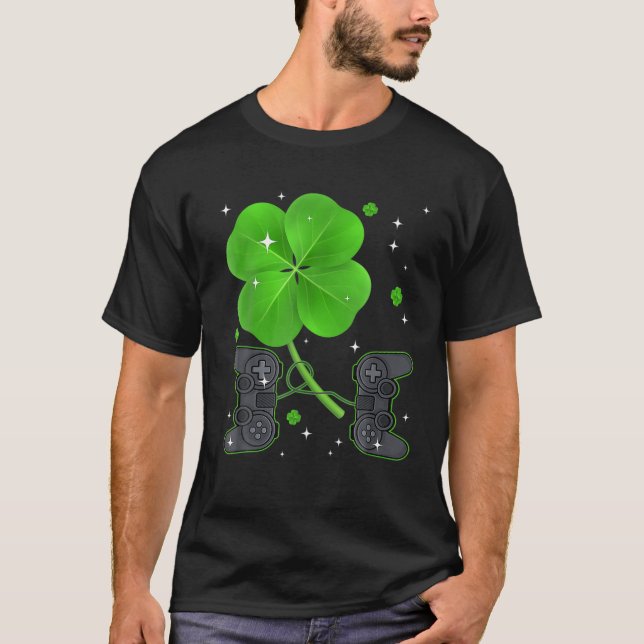 St patricks day Shamrock Gamer Boys och Gamer Girl T Shirt (Framsida)