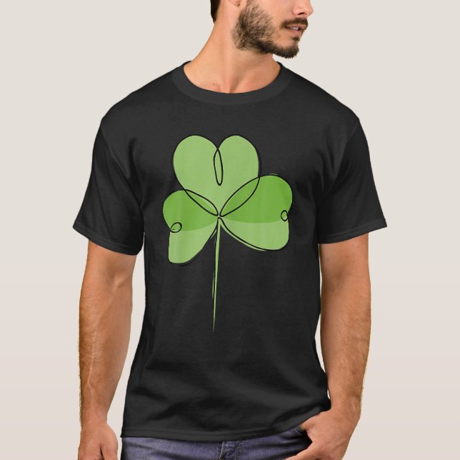 St Patricks Day Shamrock Green 3 Leaf Clover Line T Shirt (Framsida)