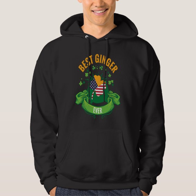 St Patricks Day Shamrock Green Proud Party Joke Hoodie (Framsida)