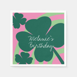 St Patricks Day Shamrock Grön Regnbåge Rosa Party Pappersservett