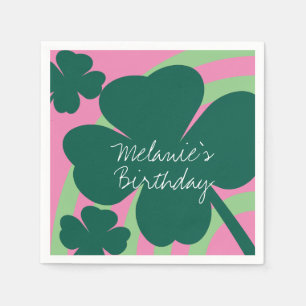 St Patricks Day Shamrock Grön Regnbåge Rosa Party Pappersservett