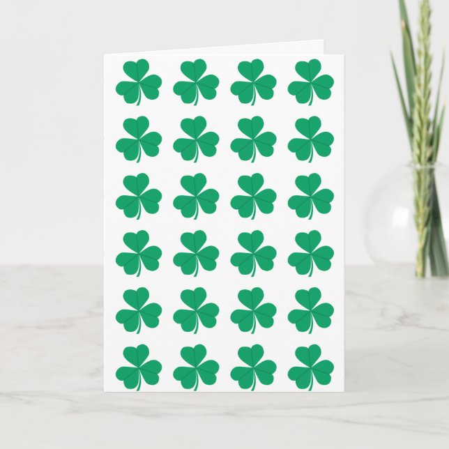 St. Patrick's Day Shamrock Grönt White Mönster Helgkort (Framsida)