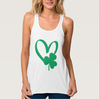 St patrick's day Shamrock Heart T-Shirt Linne Med Racerback