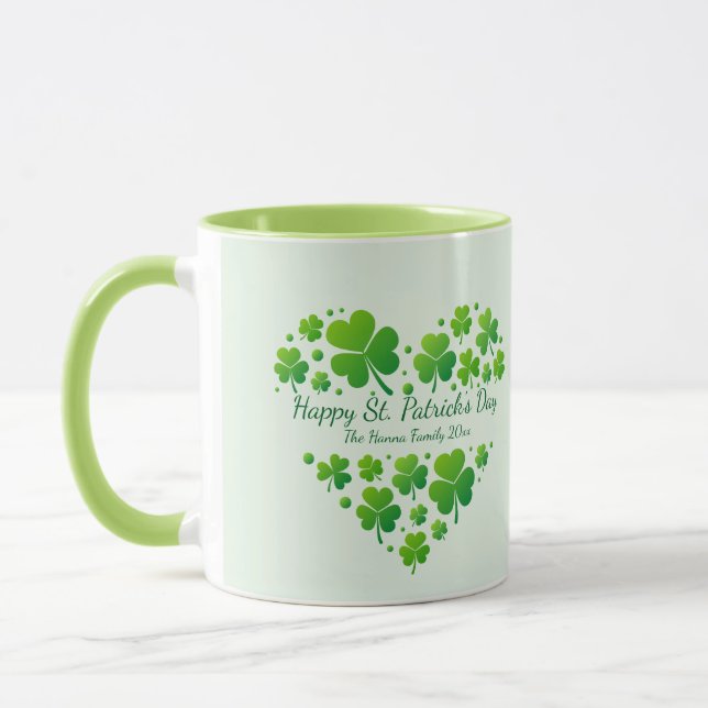 St. Patrick's Day Shamrock Hjärtfamilj Minnessaker Mugg (Vänster)