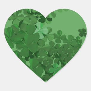 St. Patrick's Day Shamrock Hjärtformat Klistermärke