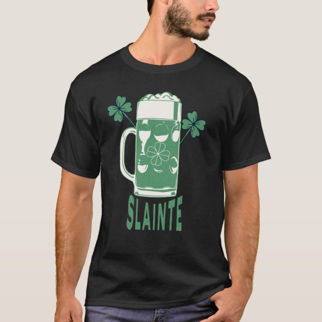 St Patricks Day Shamrock Irish Beer Drinking Slain T Shirt (Framsida)