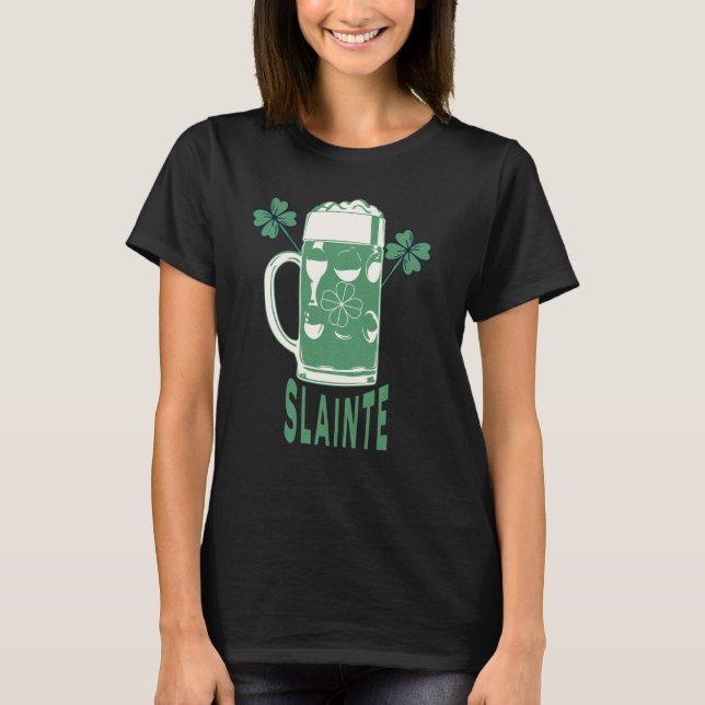 St Patricks Day Shamrock Irish Beer Drinking Slain T Shirt (Framsida)