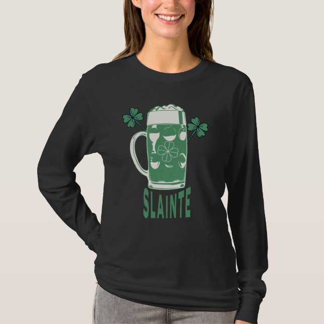 St Patricks Day Shamrock Irish Beer Drinking Slain T Shirt (Framsida)