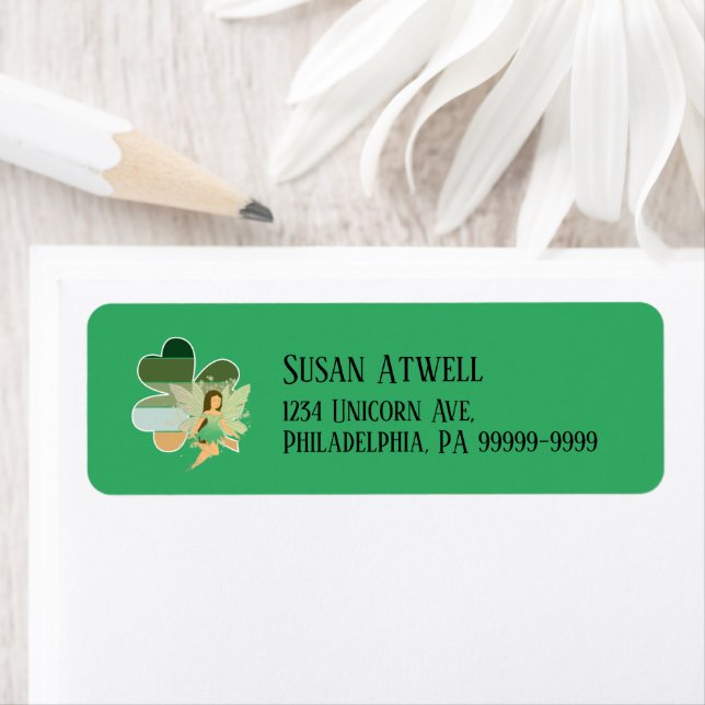St. Patrick's Day Shamrock Irish Fairy Rtn Adress Returadress Etikett (Insitu)