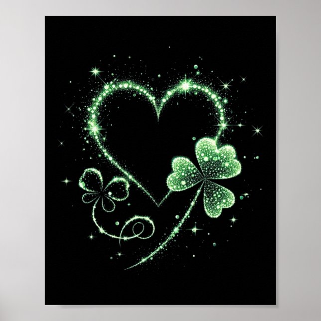 St Patricks Day Shamrock Irländskt Hjärta St Paddy Poster (Framsidan)