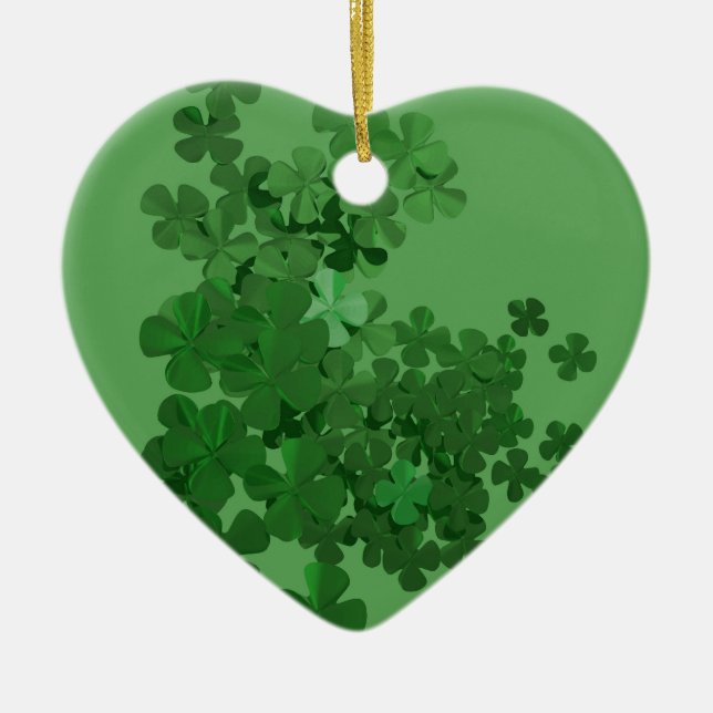 St. Patrick's Day Shamrock Julgransprydnad Keramik (Framsidan)